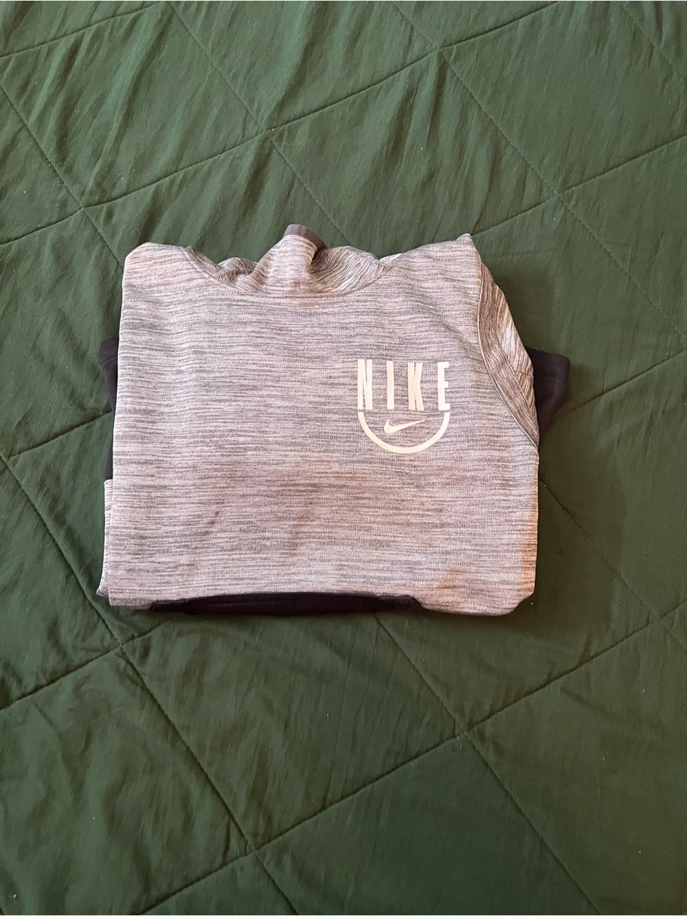 Nike boys Light Gray Heather Turtleneck Sweater with White Logo